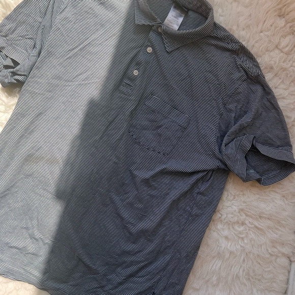 Patagonia Polo Shirt Organic Cotton Navy White Stripes Size: L - Picture 3 of 5
